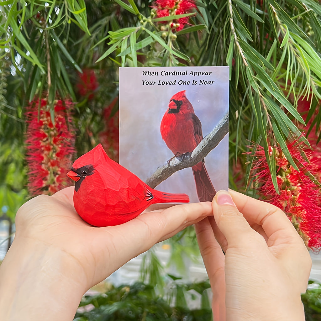 2pcs Cardinal Statues Handmade Wood Carving Painted Bird Statues, Various Bird Home Decorations, Best Gifts for Bird Lovers, Suitable for Birthdays, Christmas Gifts for Family And Friends