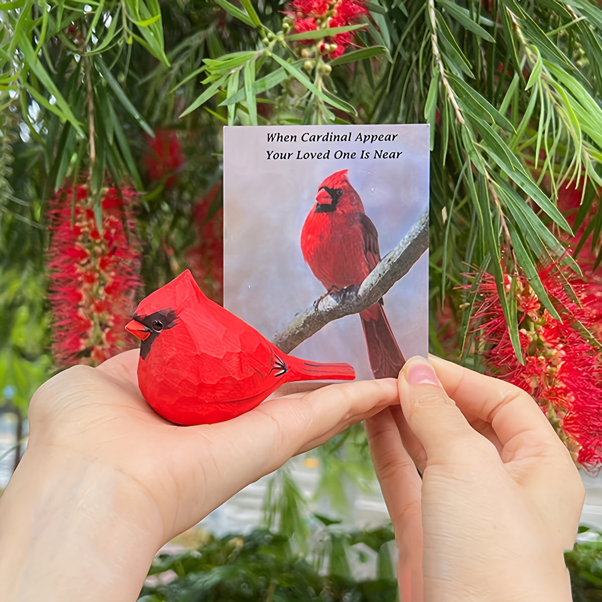 2pcs Cardinal Statues Handmade Wood Carving Painted Bird Statues, Various Bird Home Decorations, Best Gifts for Bird Lovers, Suitable for Birthdays, Christmas Gifts for Family And Friends