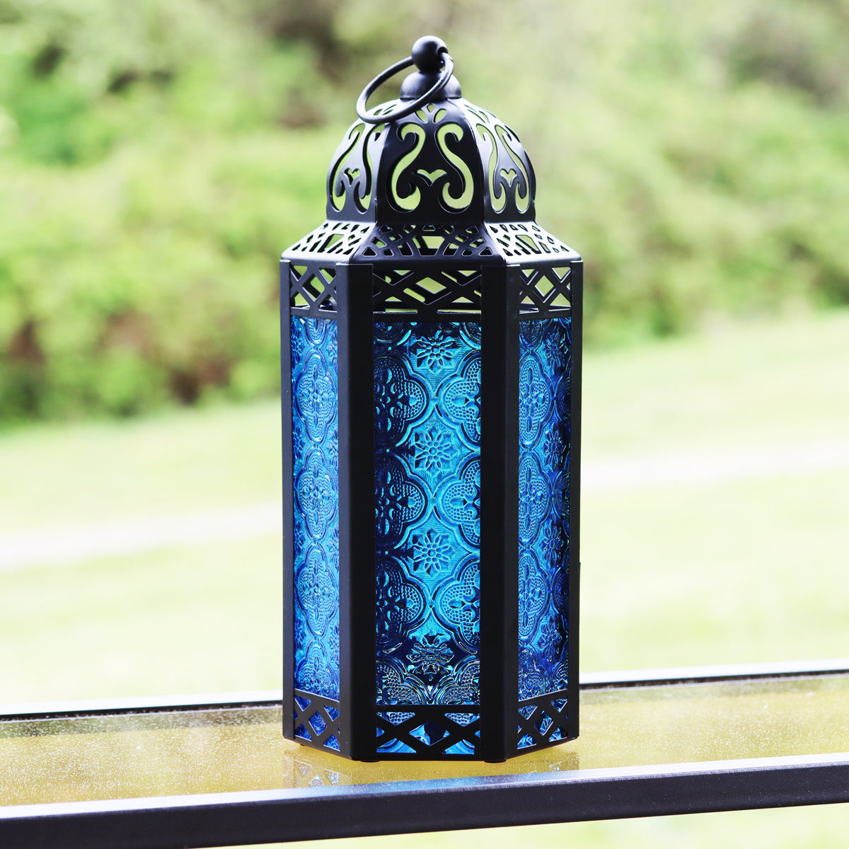 Decorative Moroccan Candle Lantern Holder, Medium, 10.5" Tall