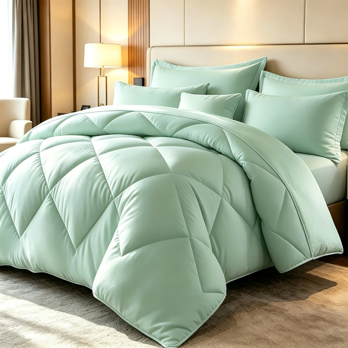 2/3pcs Solid Color Diamond Pattern Large And Extra-Large Bed Set Soft Comfortable And Lightweight Fabric Breathable Quilt Easy to Care Equipped with Quilts And Pillowcases Luxurious Quality And Ideal Gift, Random Color