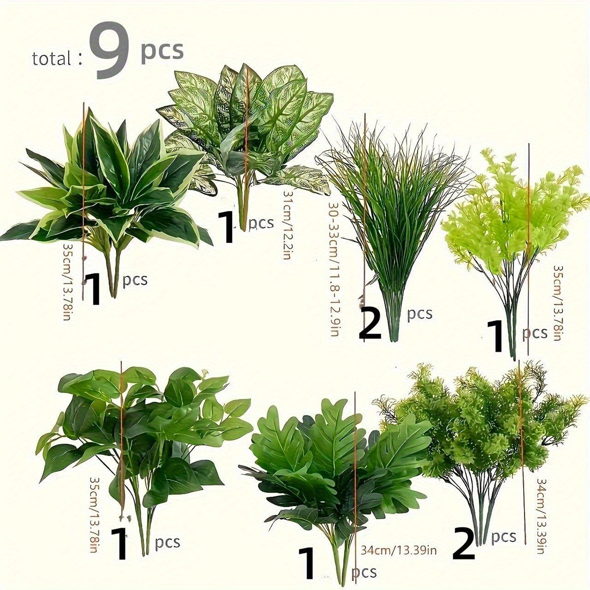 9pcs UV Protected Artificial Boxwood Fake Stems Outdoor Faux Plastic Greenery for Indoor Outdoor Hanging Garden Porch Window Box Home Wedding Farmhouse Decor