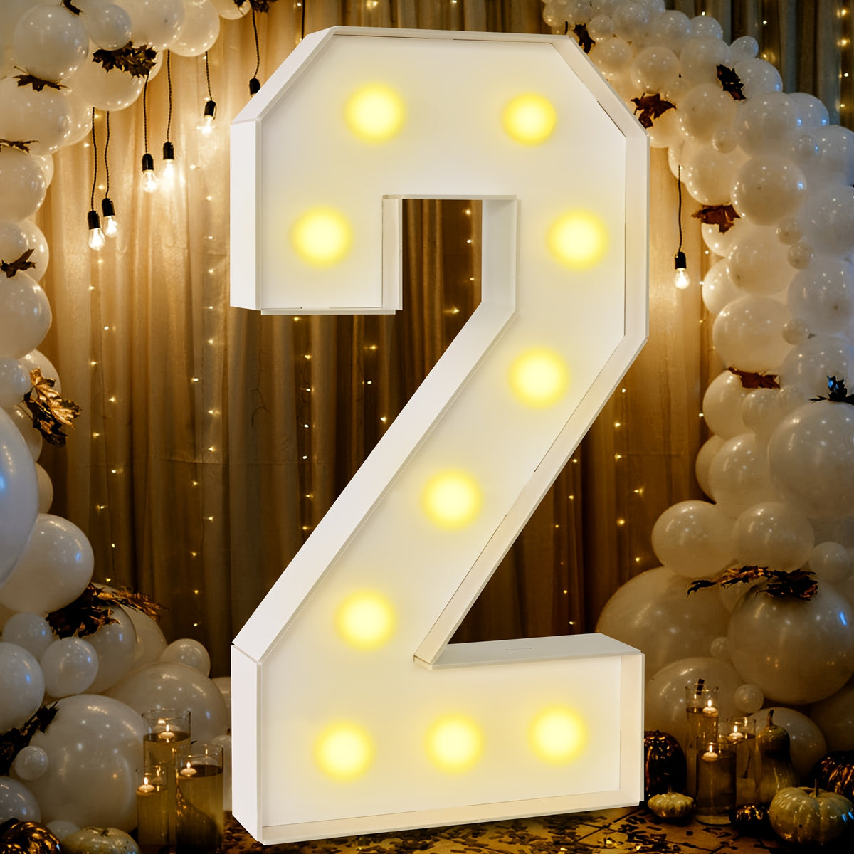 3ft Marquee Numbers 0-9 with Mosaic Frame, Decorative Light-Up Numbers with White Foam Cardboard, Lighted Holiday Displays Mosaic Number for Balloons Number Wedding Birthday Anniversary Party Decor,halloween/christmas decor