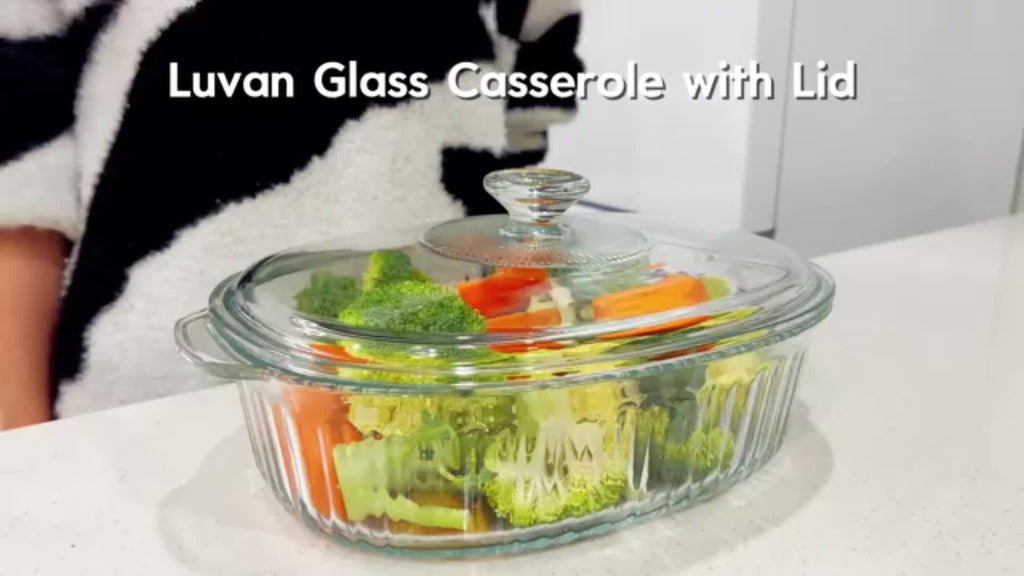 Elegant Glass Casserole with Lid Set | Oval Roaster, Transparent Covered Cookware, 50oz & 85oz | Oven & Microwave Safe, for Baking, Cooking, Desserts, Chicken, Pasta