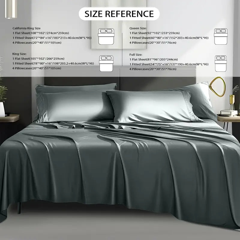 4pcs 2200TC Cooling Bamboo Bed Sheet Set Summer Chill Collection-16" Deep Pocket - Ultra Soft Luxury Bedding W/ Flat Sheet, Fitted Sheet & Pillowcases (Beat The Hea Stay Cool All Night) Queen Size Sheet Set Breathable Sheets Sets Queen Size Gifts