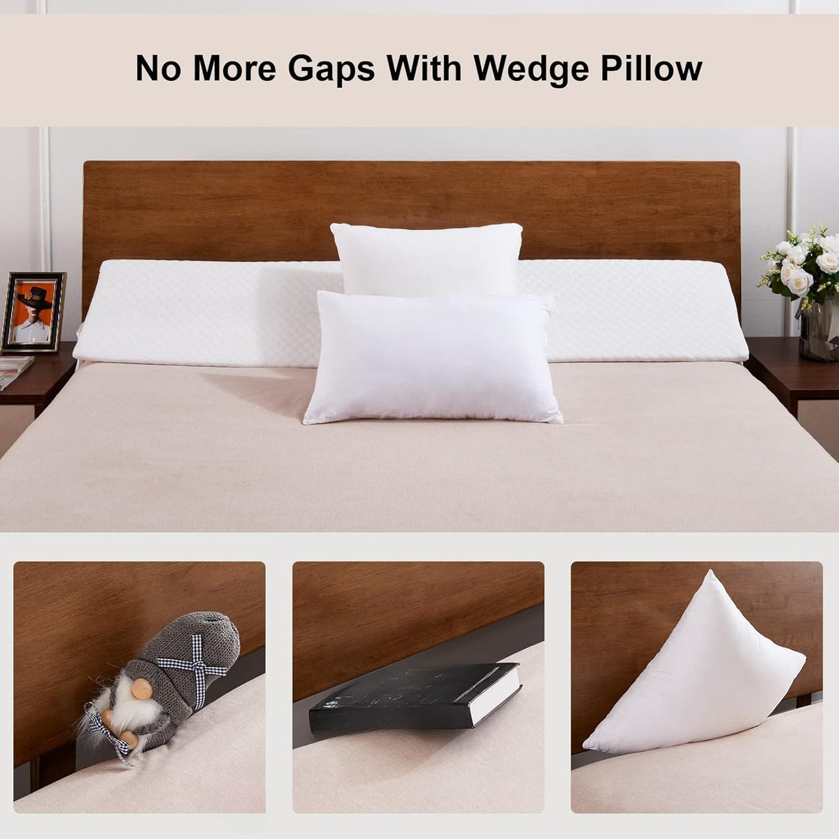Bed Wedge Pillow - Bed Gap Filler Mattress Wedge Headboard Pillow Close The Gap 0-7" Between Your Headboard and Mattress or Wall for Sleeping Backrest Pillow