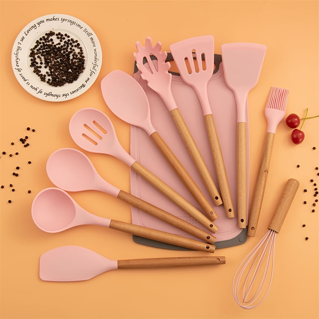 19 Sector Set And Knife Set, Perfect for Outdoor Camping - Heat-Resistant, Non-Stick, Wooden Handle, Easy to Clean - Perfect for Women'S Cooking Gifts, New Year'S And Valentine'S Day