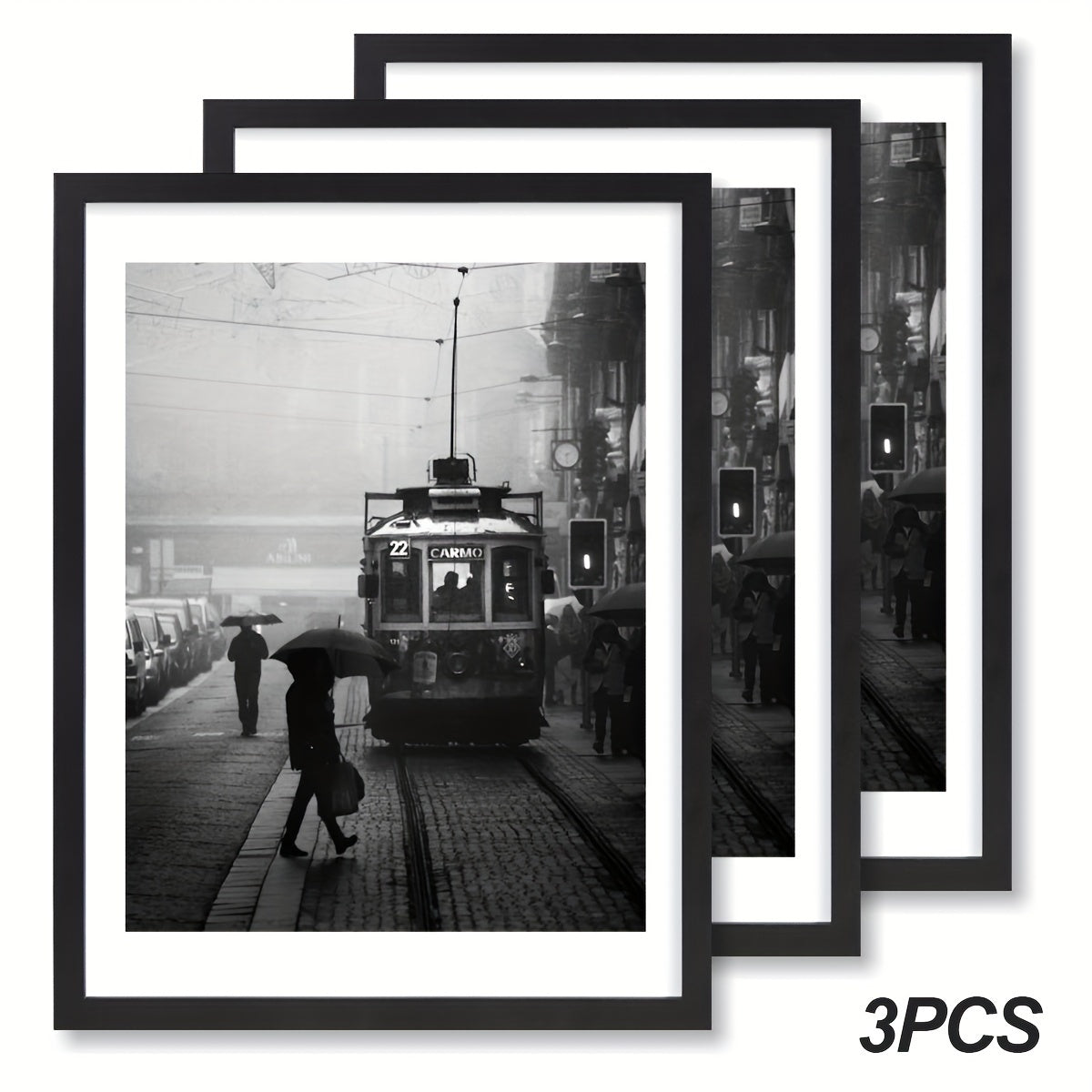 3pcs Classic Style 12x16in Vertical Oblong Poster Frames, Manufactured Wood Wall Decor for Bedroom and Office, Horizontal & Vertical Hanging, No Electricity Needed, Cute Room Decor, Multi-color, Photo Frames, Without Photo Paper