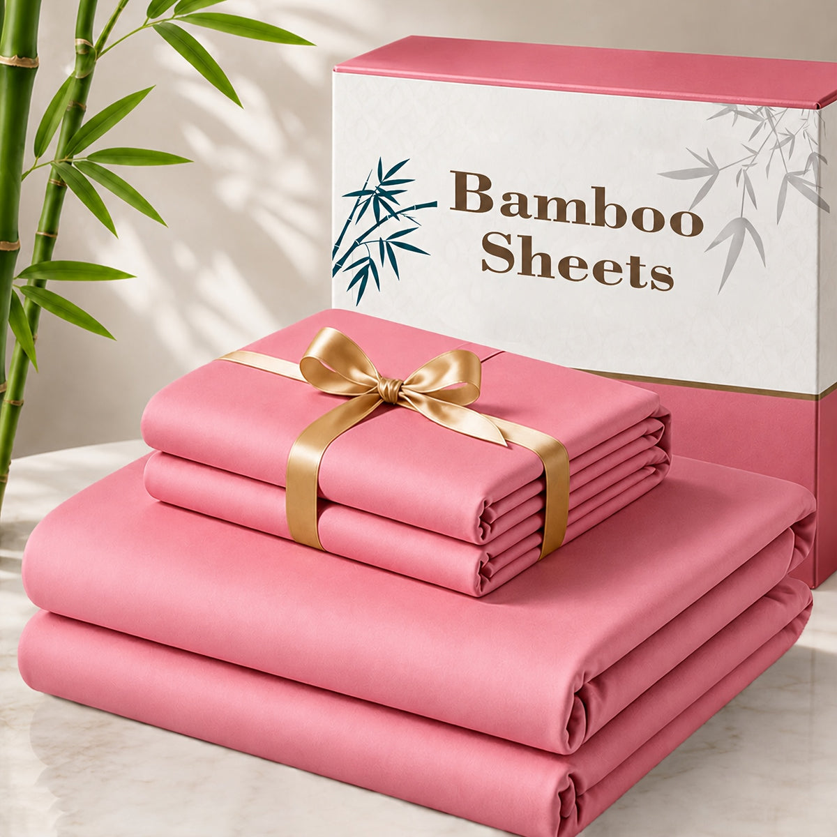3/4pcs Cooling Bamboo Bed Sheet Set, 3000 TC Extra Deep Pocket 20 Inch Bed Sheet, Children Luxury Soft Hotel & Cooling Sheet Set for Hot Sleepers, Wrinkle And Shrink Resistant, Fitted Sheet And Flat Sheet And Pillowcases, Twin/Full/Queen/King