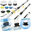 USB Rechargeable Spin Scrubber, Electric Cleaning Brush with 9 Heads Dual Speed and Retractable Handle for Bathtub Tile Floor and Car Cleaning