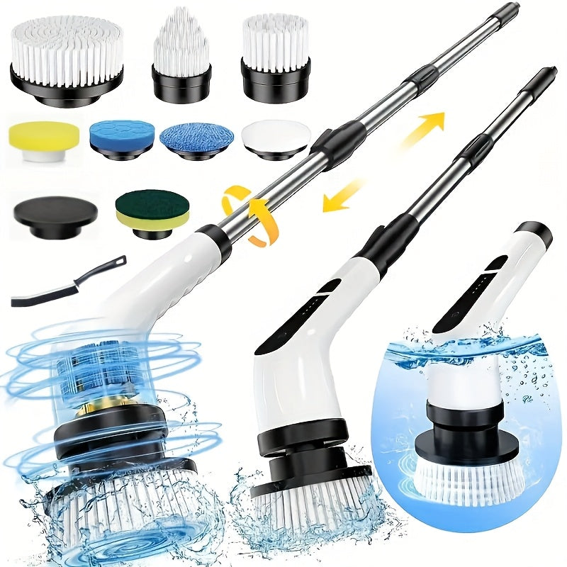 2026 Electric Rotating Cleaning Brush, USB Charging, Shower Brushes with 9 Brush Heads, Dual Speed Adjustment, Retractable Handle, Suitable for Bathtubs, Tiles, Floors, Cars, Christmas Gifts, Cleaning Tools, Household Essentials, Household Cleaners