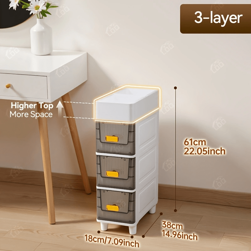 Deluxe Slim Storage Cabinet with Drawers - Durable Waterproof PP Material, Multi-Purpose Organizer with Ample Storage for Bathroom, Kitchen, Personal Care Product Dispensers, and More - Ideal for Small Spaces, Storage Drawer Units
