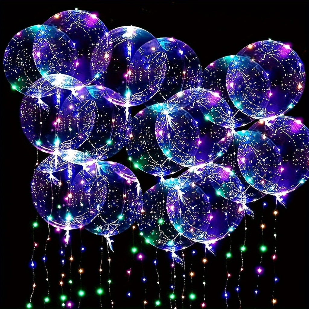 20pcs (10PCS LED Lights with 10pcs LED Light Up Bobo Balloons)String Lights Transparent Balloons for Birthday Wedding Christmas Party Easter Mother's Day Graduation Halloween Decor Decorations. 2*AA Batteries And Helium Not Included,Suitable