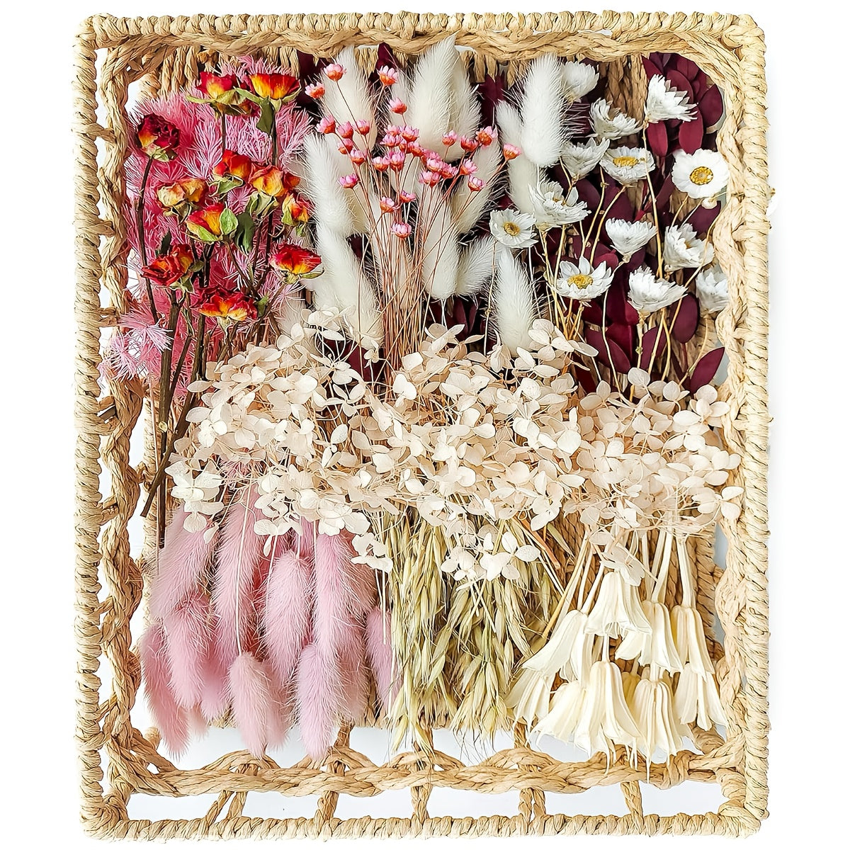 Dried Flower Bouquet with Pampas Grass - Bohemian Wedding Centerpieces, Dried Cake Flowers & Boutonnieres for Groom/Best for Man - Low Maintenance Wedding, & Decor - -Lasting Botanical Arrangement