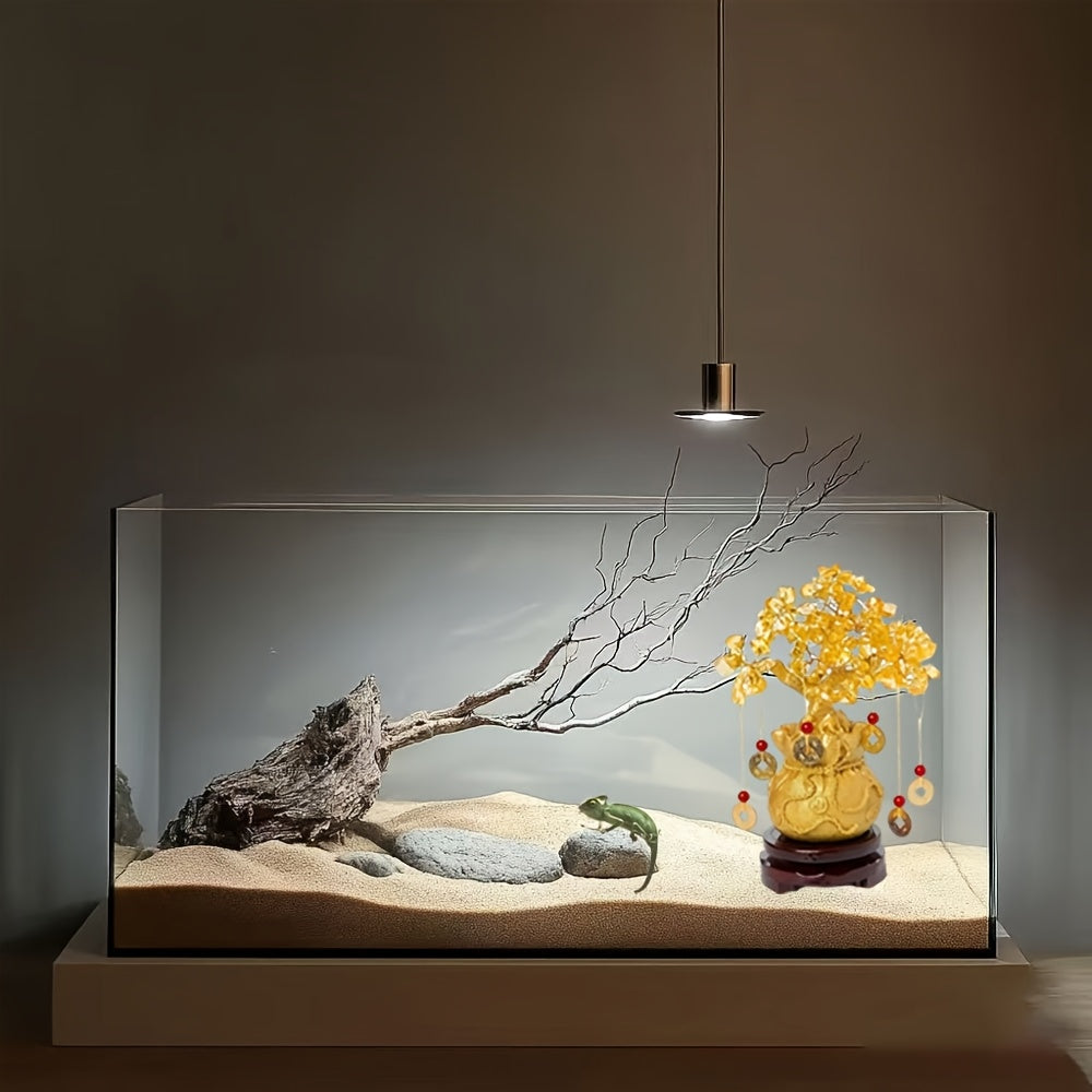 Elegant Golden Resin Wealth Tree With Natural Crystal Leaves - Attracts Prosperity & Fortune, Feng Shui-Inspired Home Decor, Unique Business Gift, Auspicious Wealth Symbol, Ideal For Reptile Habitat Tree, Crystal Leaf Design, Wealth Tree