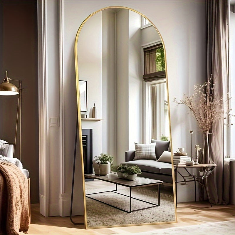 A Full-Length Mirror Measuring 59"X18", 64"X21", Or 68"X26" in an Arched Design, Suitable for Freestanding Use. This Full-Body Mirror with a Stand Is Perfect for Bedrooms, And It Can Also Be Mounted for Use in Living Rooms Or Cloakrooms