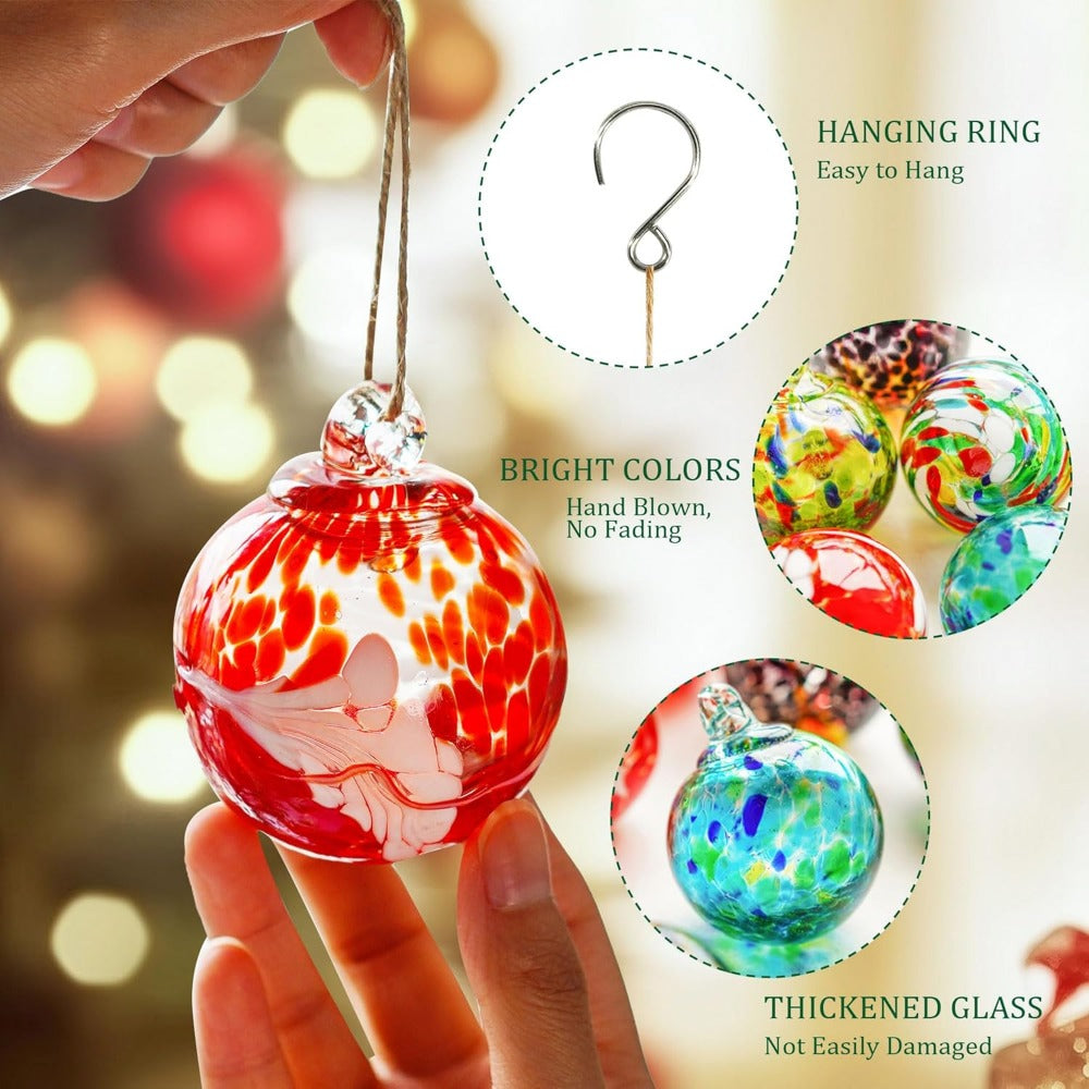 Set 6 Hand-Blown Christmas Ornaments Balls Hanging Balls Witches Gazing for Home Window Garden Patio Xmas Christmas Tree- Valentine'S Day, Easter Gift for Mom, Wife, Women, for friends