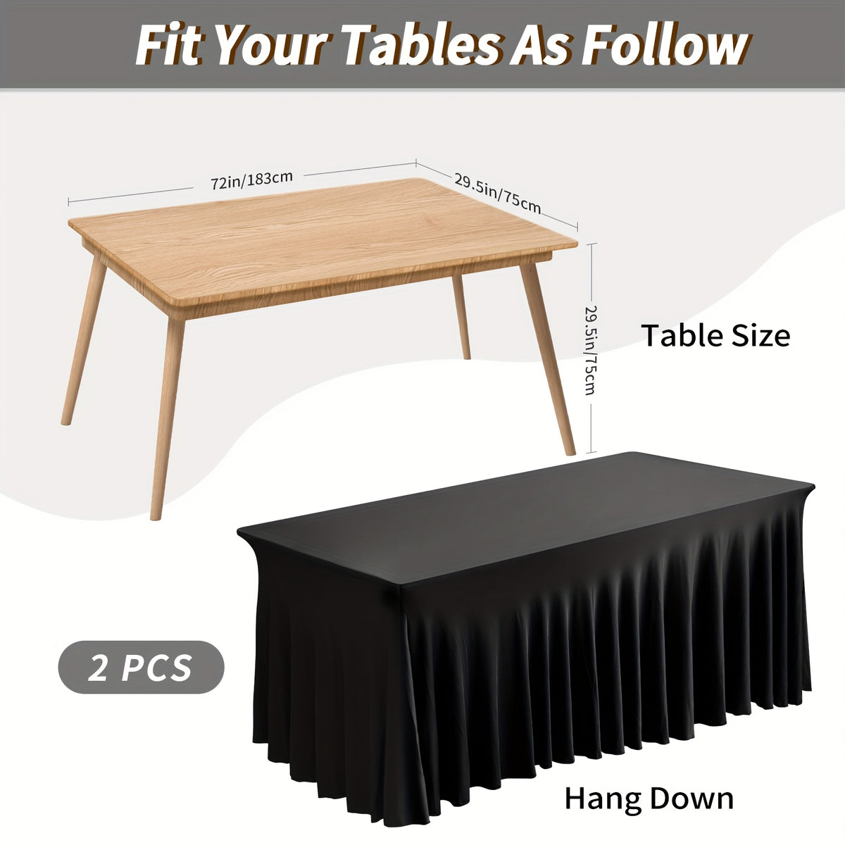 1pc/2pcs/4pcs Table Skirts, 4Ft/6Ft Table Cloth, Black/White Table Cloth Rectangle, for Rectangle Tables, Table Skirts for Rectangle Tables, Tulle Table Skirt, for Birthday, Graduation Ceremonies, Family Dinners, And Christmas