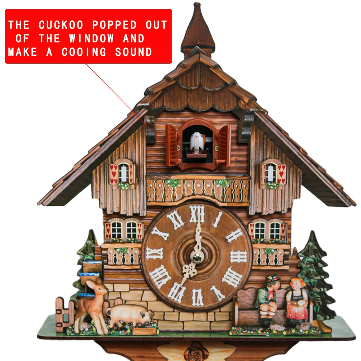 Wooden Cuckoo Clocks for Adult Bedroom Decor with Night Mode, Singing Bird, European Forest Style Home Wall Clock