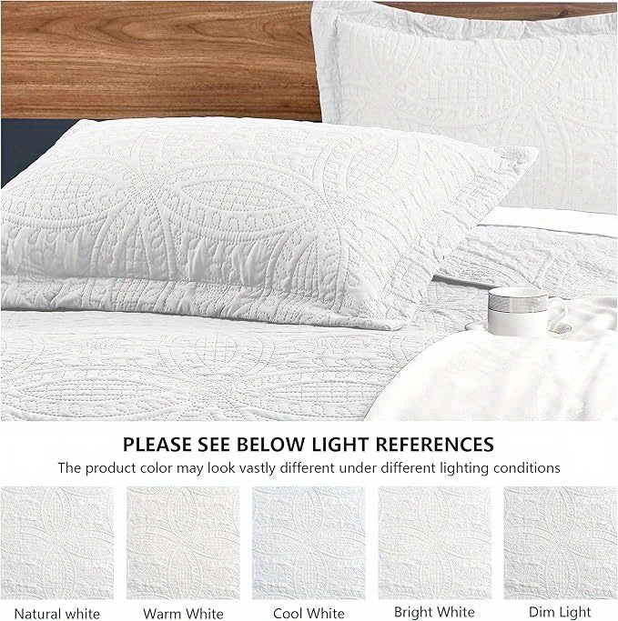 Quilt Set Bedspreads - Soft Bed Winter Quilt Lightweight Microfiber Bedspread- Modern Style Coin Pattern Coverlet for All Season - Keep Warm 3pcs (1 Quilt, 2 Pillow Shams)