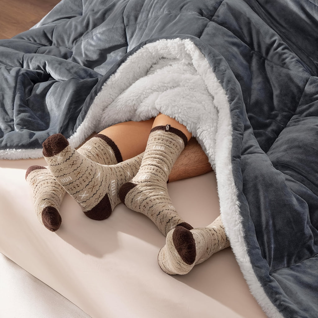 Sheep Blanket Single Bed Size Extra Thick Plush Flannel Blanket for Sofa and Bed, Microfiber Lightweight Reversible Soft Cozy Warm Luxury Bed Blanket