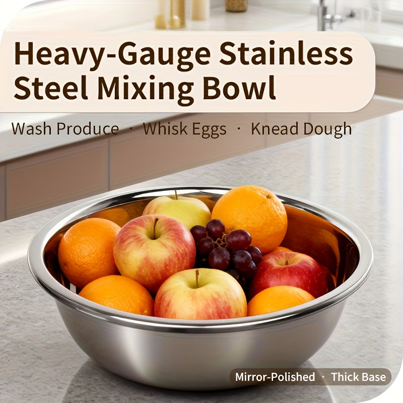Extra Large Stainless Steel Mixing Bowl, 36 cm or Listed 17-Inch Bowl with Two Steel Wire Balls for Dough, Salad, Baking and Kitchen Food Prep