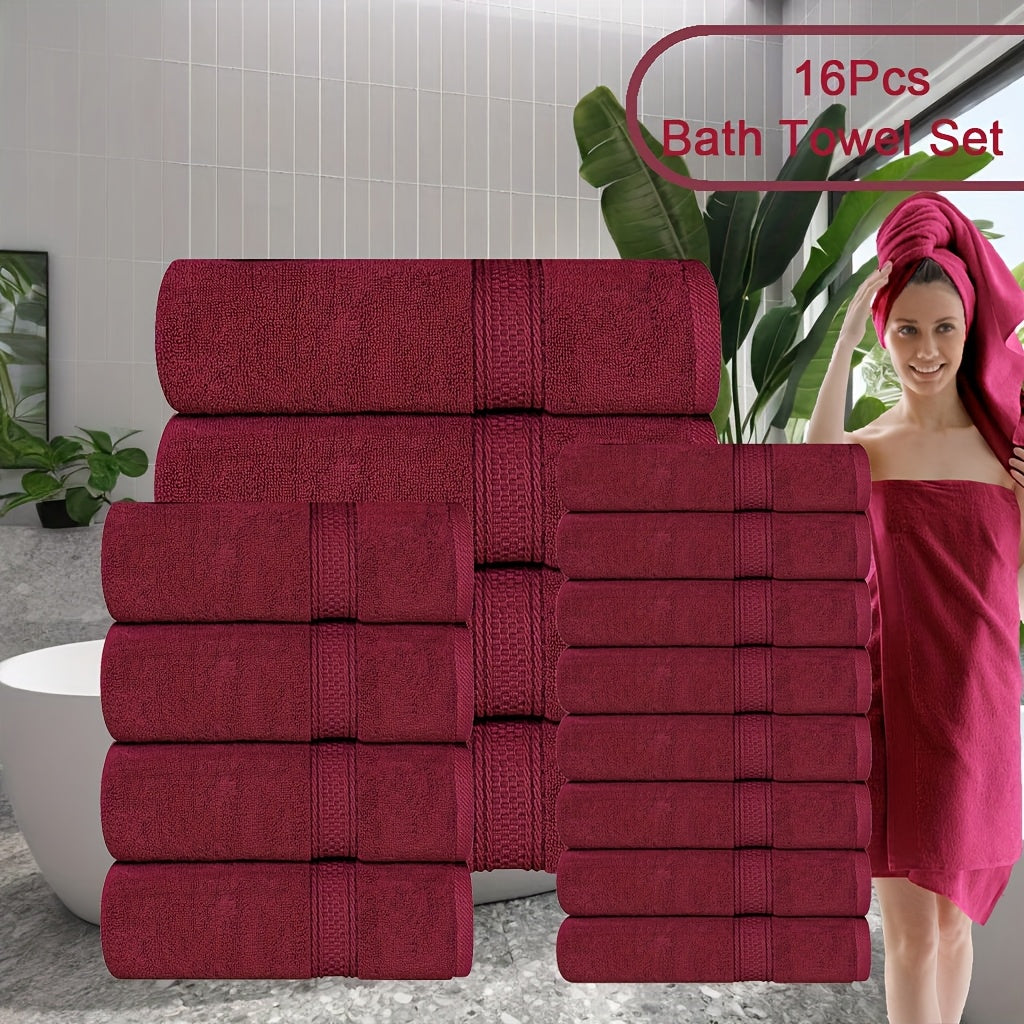 UToPantica 16pcs/8pcs Luxurious Soft Towel Set | 2/4 Bath Towels, 2/4 Hand Towels, 4/8 Washcloths Luxurious, Soft, Skin Friendly, Good Water Absorption, Quick Drying, Thickened Bathing Towel, Suitable For Home, Hotel, Travel, Fitness, Beauty SPA