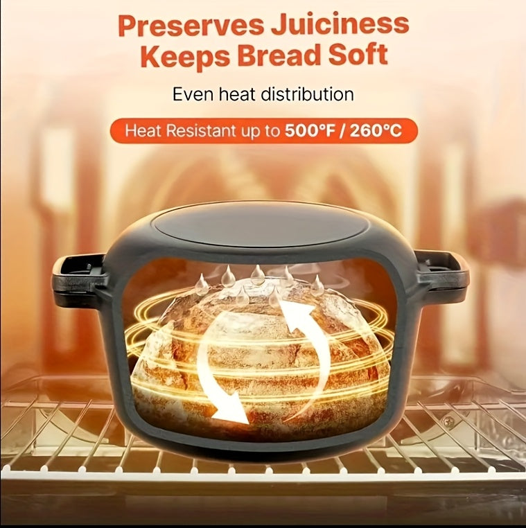 7QT Hand-built 2-in-1 Cast Iron Cookware Set (5.1QT Dutch Oven + 1.9QT Skillet) Dual-Purpose Holiday Cooking Kit For Stove, Induction, Oven, Campfire, With 2 Handles Outdoor BBQ &Indoor Make Sourdough Bread, Frying, Baking, Camping