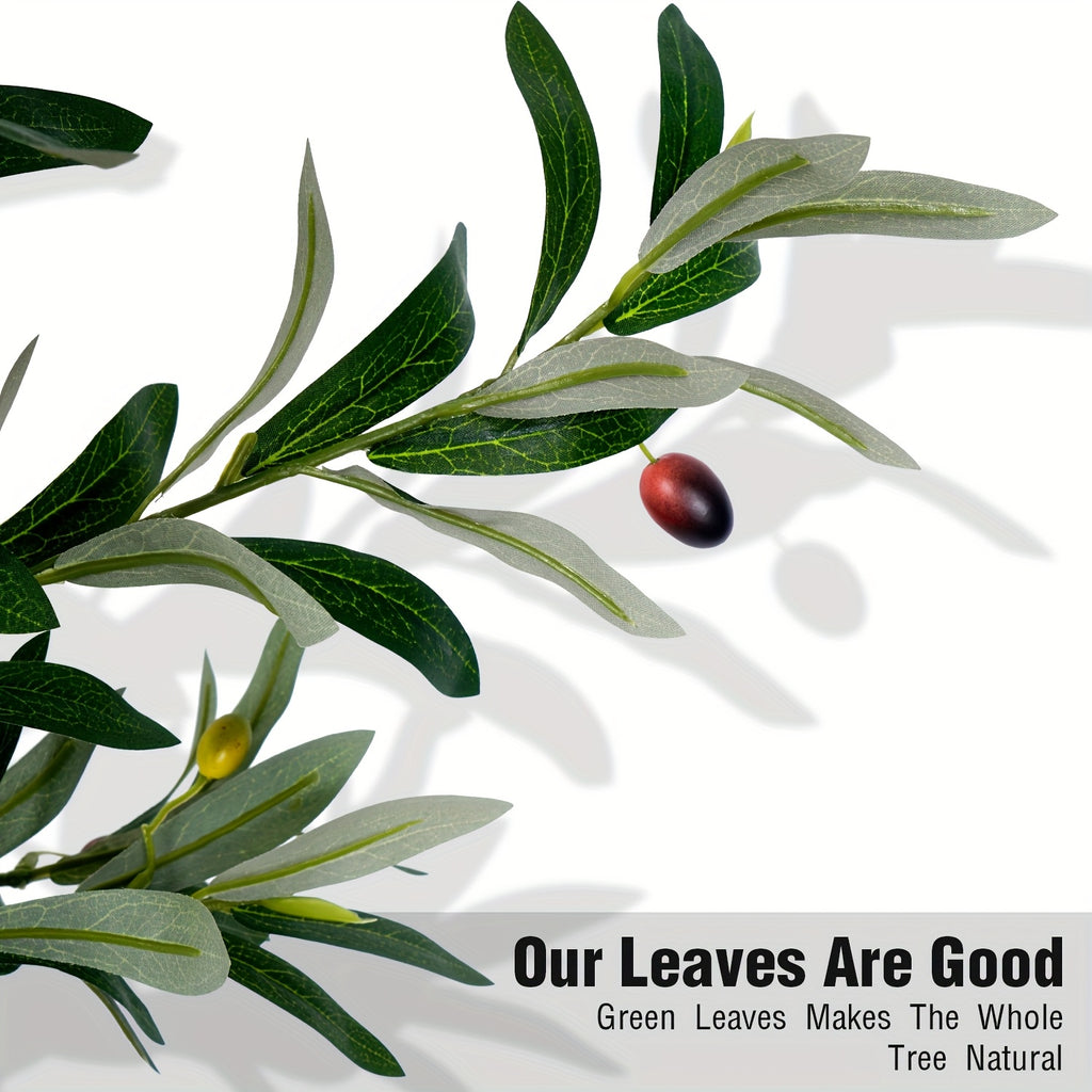 5/6/7FT Multi-Trunk Artificial Olive Tree, Lifelike Faux Tree With Abundant Leaves & Realistic Olives, Instant Landscaping, Pre-Potted Mediterranean Farmhouse Decor For Home Office Porch, Low Upkeep Housewarming Present