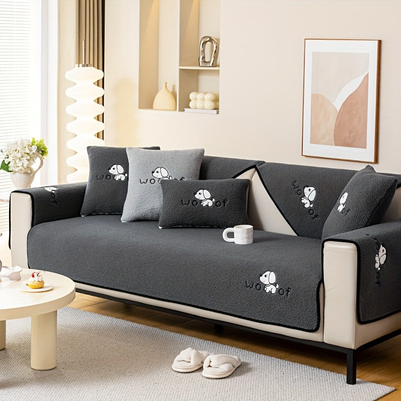 1pc Sherpa Couch Protector, Enhanced Sofa Cover, Suitable for Pets, a Favorite Among Pets, Thick Plush Sofa Shield, Non-Slip Plush Sofa Cover, Furniture Protection Cover, Home Decor for Bedroom, Office, And Living Room
