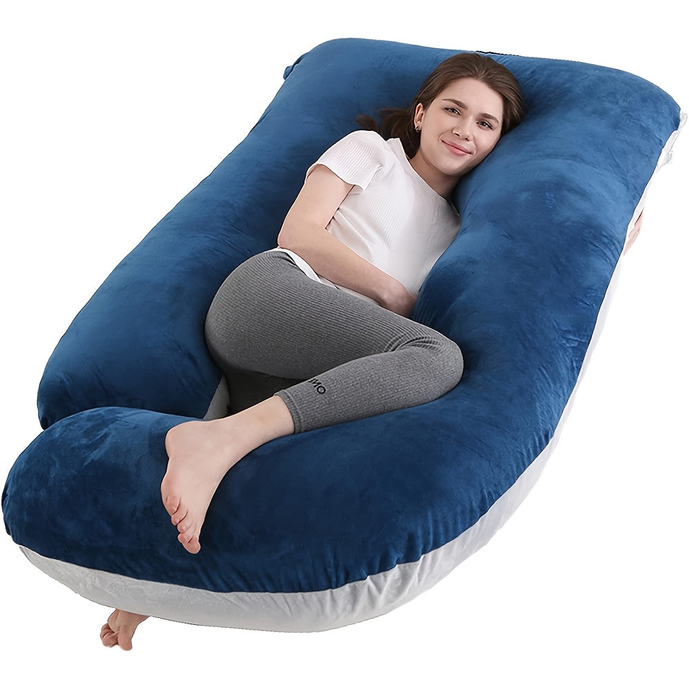 J Shaped Pregnancy Pillow, Full Body Maternity Support for Back, Legs and Tummy with 60 Inch and Small 41 Inch Options for Bedtime Comfort