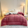 Solid Color Box-Stitched Comforter, Thick Soft Machine Washable All-Season Quilted Bedding in Twin Full Queen and King Sizes for Cozy Bedrooms