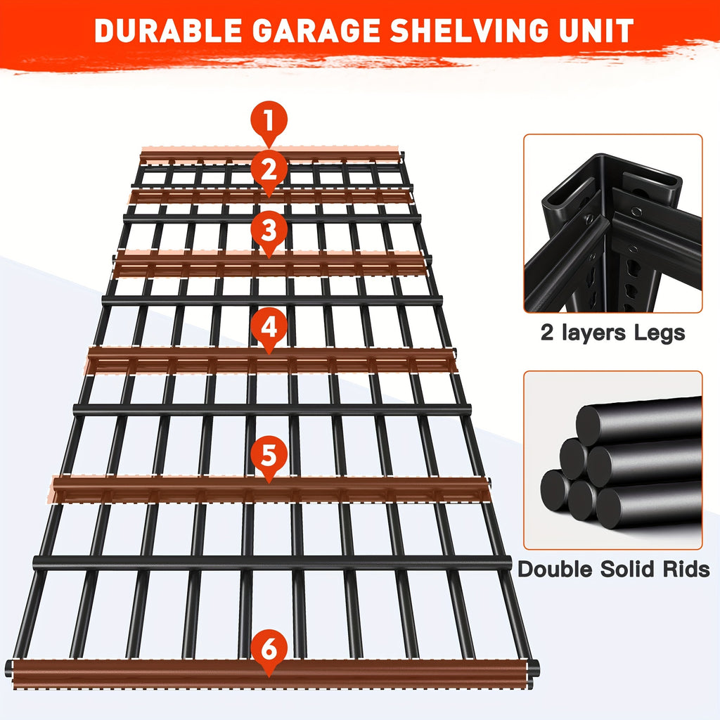 72''H Storage Shelves Heavy Duty Shelving 2000LBS Garage Shelving 5 Tier Metal Shelves for Garage Shelves 35.5"W X72"H X 15.8"D, Adjustable Shelving Unit for Basement Pantry Utility Rack Shelf, Kitchen Standing Rack/ Kitchen Standing Baker's Rack