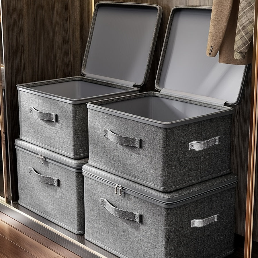 4-Pack, Extra Large Clothes and Quilt Storage Boxes, Foldable Waterproof Storage Bags for Organizing Clothes and Quilts, Suitable for Wardrobes, Bedrooms, Kitchens, Books, Multi-Functional Storage Organizer Boxes