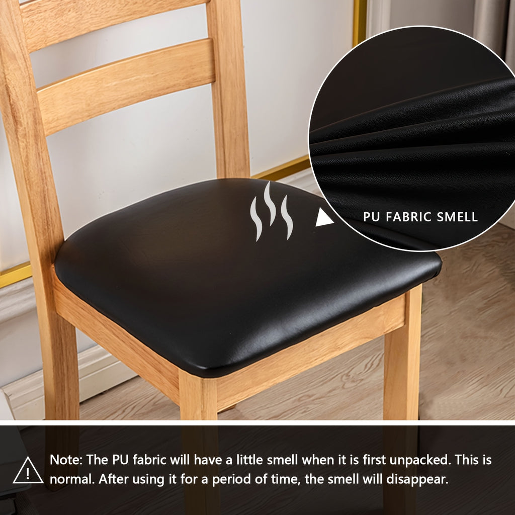 4/6pcs 100% Waterproof PU Fabric Dining Chair Slipcovers, Removable Upholstered Chair Cushion Cover for Dining Room, Hotel, Kitchen, And Home Decor, Fits A Variety Of Seat Styles, Halloween Home Decorations, Black Seat Cushion