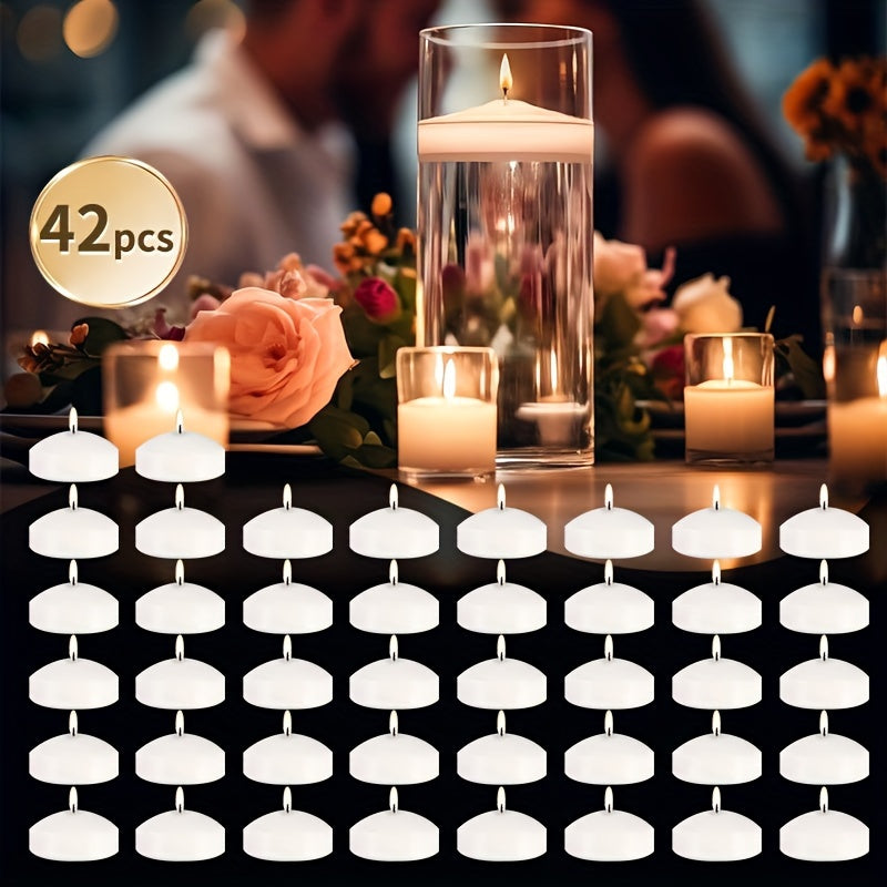 42pcs 1.5-Inch High-Quality Floating Candles - White, Portable Small Candle Set, Candles for Weddings & Hotels, Ideal for Ambience Decoration, Pool Parties, Christmas, Halloween, Easter, Thanksgiving, Day Of The Dead And Other Occasions