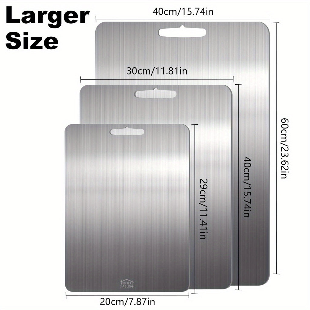 Small Stainless Steel Cutting Boards, 3-Piece Ultra-Thin 304 Metal Chopping Set for Meat, Fruit and Vegetables with Dishwasher-Safe Kitchen Prep Surfaces