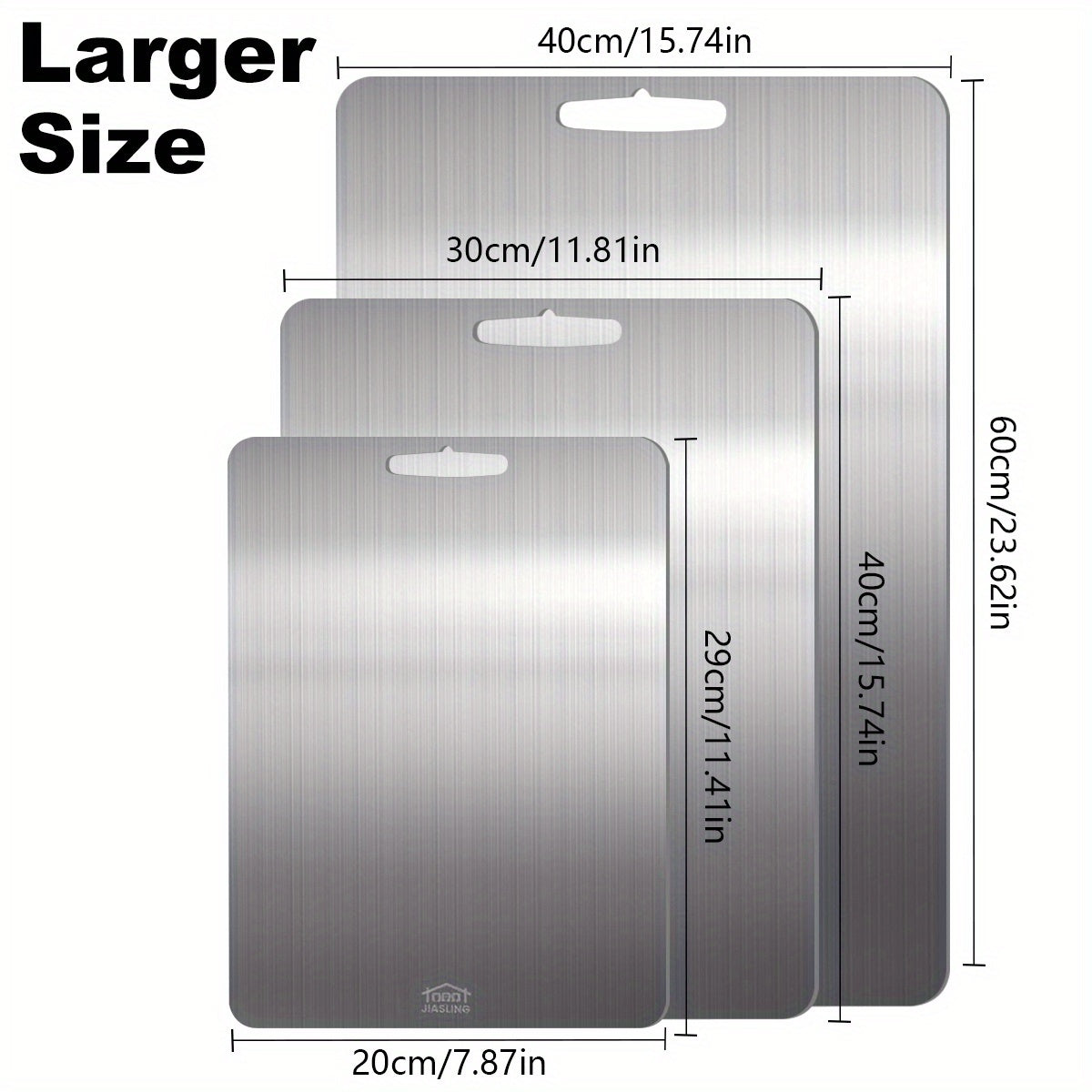 Small Stainless Steel Cutting Boards, 3-Piece Ultra-Thin 304 Metal Chopping Set for Meat, Fruit and Vegetables with Dishwasher-Safe Kitchen Prep Surfaces