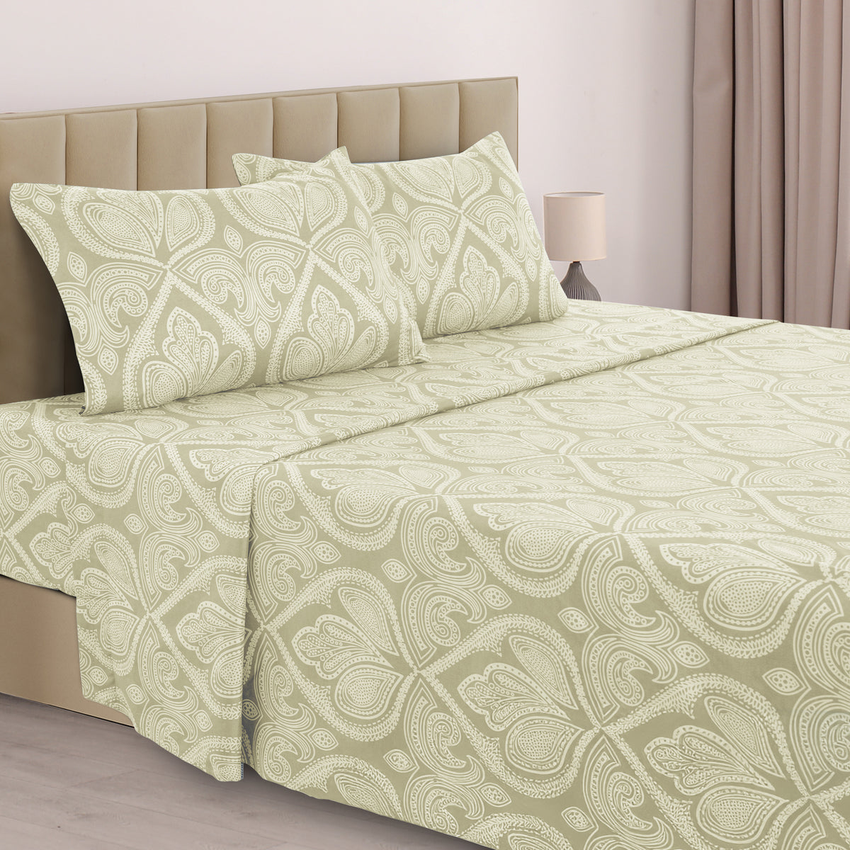 Paisley Bed Sheet Set, Soft Double Brushed Microfiber Bedding with 16-Inch Deep Pocket Fitted Sheet and Pillowcases in Six Sizes for Bedroom Comfort