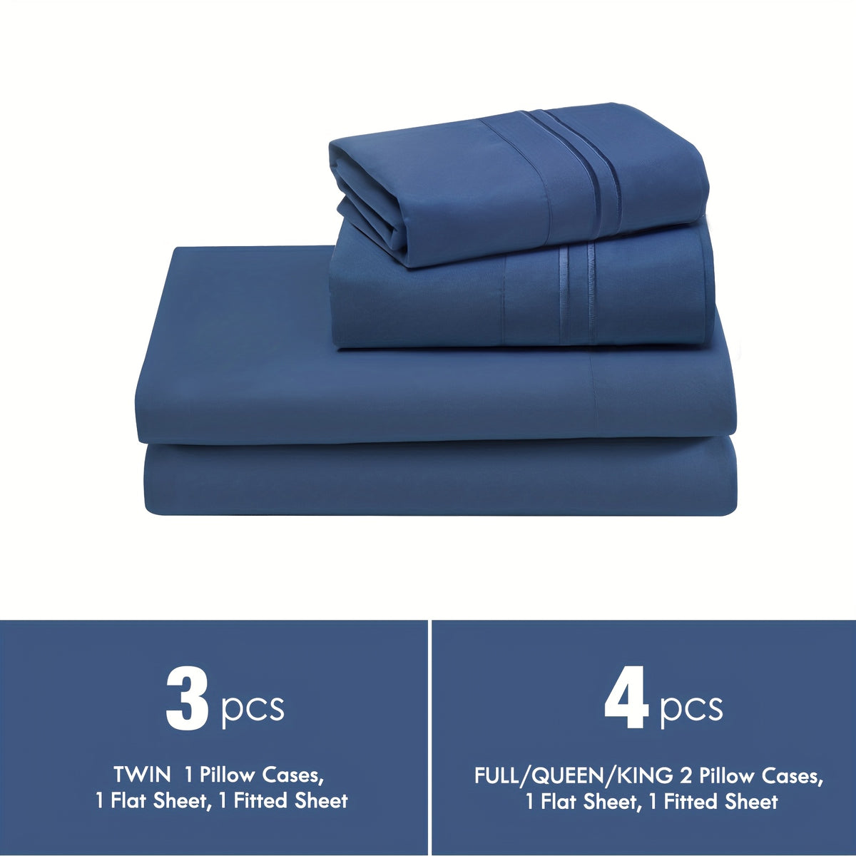ClevaHome Light Luxury Breathable Sheet Set - 3/4pcs Deep Pockets Cooling Soft Bedding, Fade-Resistant Deep Pockets, All-Season Comfort, Ideal for Dorms, Guest Rooms Everyday Use Twin Full Queen King Sheet