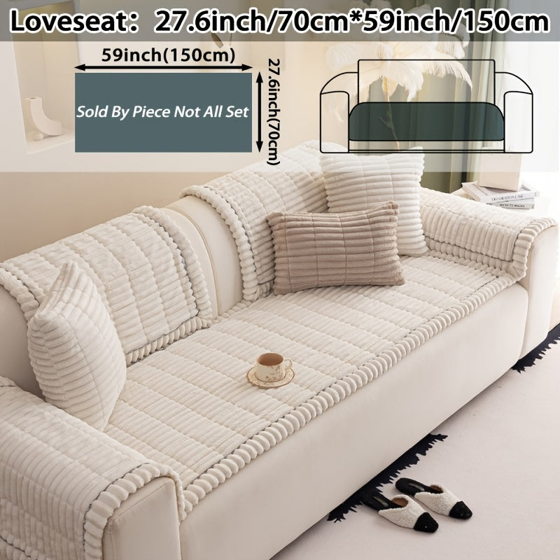 1pc Bohemian Style Sofa Cover, Plush Thick Warm Sofa Cover with Ruffled Edges, a Pet'S Favorite, Home Protection And Decoration Cover