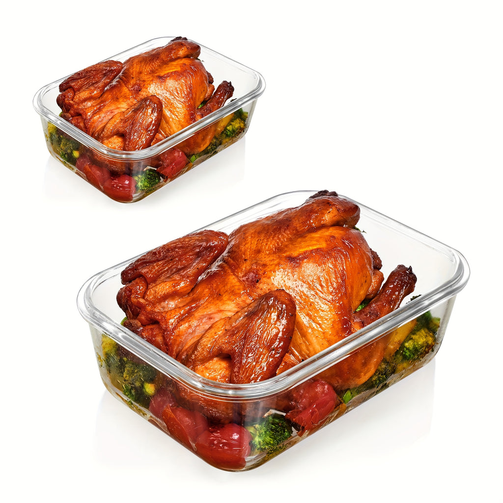 2Pack 1860ml/ 63oz Large Glass Storage Containers With Lids, Baking Container With Snap Airtight Lids For Microwave, Oven, Meal Prep Food Container Set, Leak Proof, For Freezer, Dishwasher