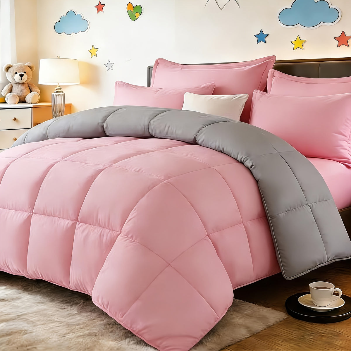 2/3pcs Red And Black bedding with All-Season Comforter, Available in Standard Double/King Double/Super King Sizes. Includes 1 Comforter And 1/2 Pillowcases, Suitable for Kids' Rooms, School Dormitories, Apartments