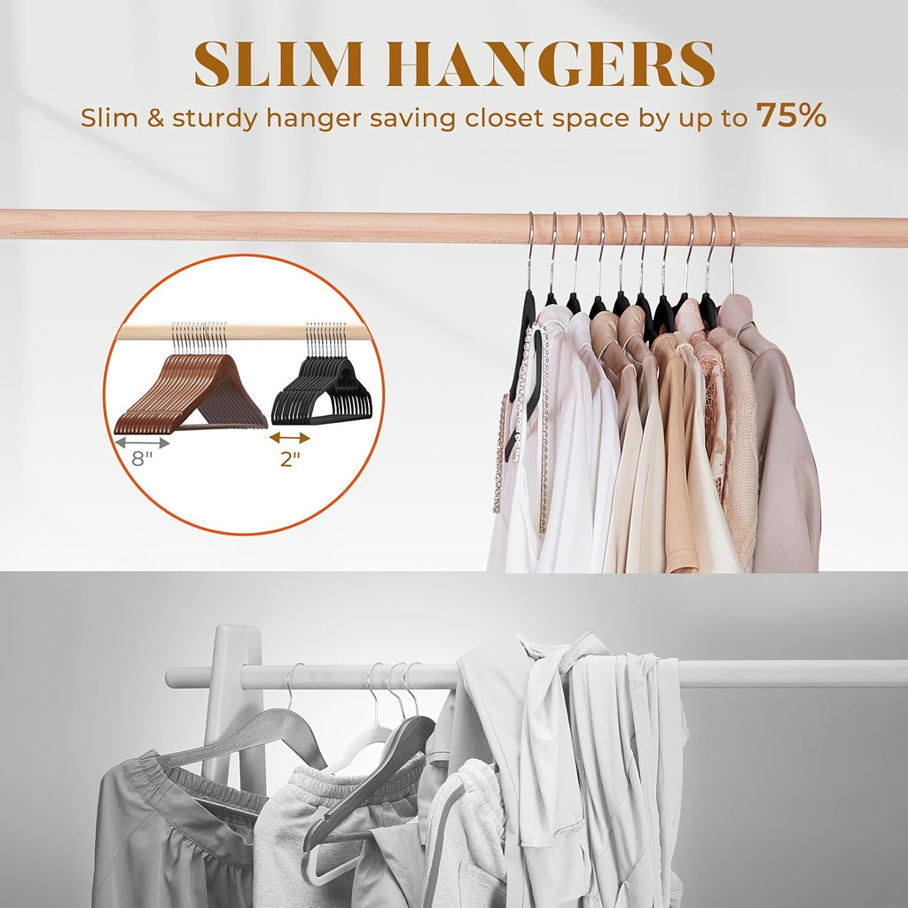 20/50 Pack Heavy-Duty Velvet Hangers, Non-Slip Design with 360° Swivel Hooks & Tie Racks, Essential for Home Organization, Dorm Storage, Prevents Clothes from Slipping, Deforming, Space-Saving Durable Hanging Tool for Wardrobes