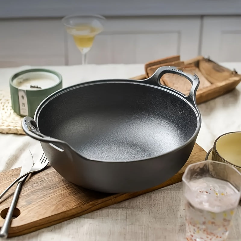 1/2pcs 20cm/7.87in Heavy-Duty Cast Iron Skillet with 2 Handles, Non-Stick, And Without Lid, Even Heat Distribution, Durable, for Home, Restaurant, Outdoor BBQ, Camping, Oven & Stovetop Use, Grilling Steaks & Baking, Versatile, Bbq Essentials