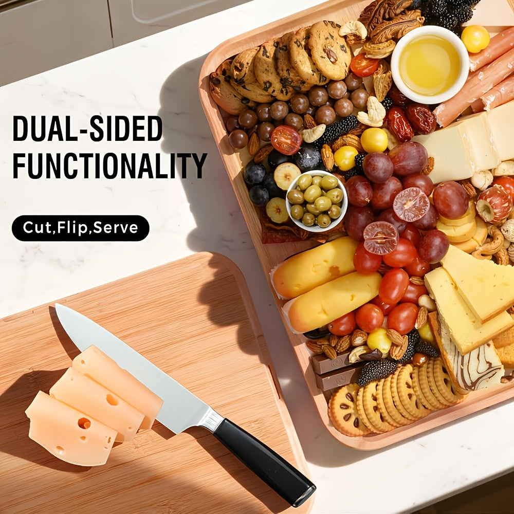 A Bamboo Tray with a Transparent Lid - Bamboo Charcuterie Cheese Board - Divided Tray with Handles And Locking Lid - 5 Compartments - Snack Tray - Portable Serving Platter - Suitable for Parties, Outdoor Picnics, Camping, And Gift Preparation