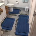25D Sponge Bathroom Rug Set, 3-Piece Soft Absorbent Non-Slip Bath Mats with Long Runner and U-Shaped Toilet Mat in Navy Black Grey or Beige