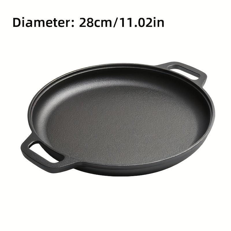 1/2/3pcs Cast Iron Pan, Pre Seasoned, Multifunctional, Non-Stick, for Pizza Lovers, for Home Kitchens, Outdoor Cooking, Durable, Even-Heating, Versatile, Compatible with All Stoves, Perfect for Home Kitchens And Outdoor Cooking