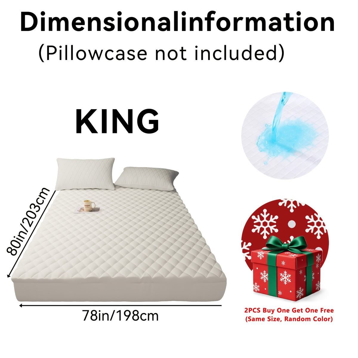 Buy One, Get One Free, 2pcs (Any One Color + Another Random Color) Non-Slip Mattress Protector, Luxury Bed Cover With Deep Pocket, Bed Bug Mattress Protector, Queen And King Sizes, Suitable For Hotel, Dorm Essentials, Father'S Day Gift For Family An