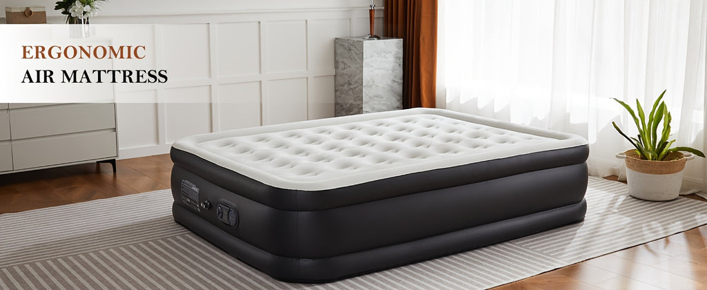 Air Mattress With Coil Beam Support, Plush Velvety Top Non-Slip Bottom For Stability On Smooth Floors And Carpets, Available In Two Sizes And Three Heights, Can Hold Up To 660 Pounds