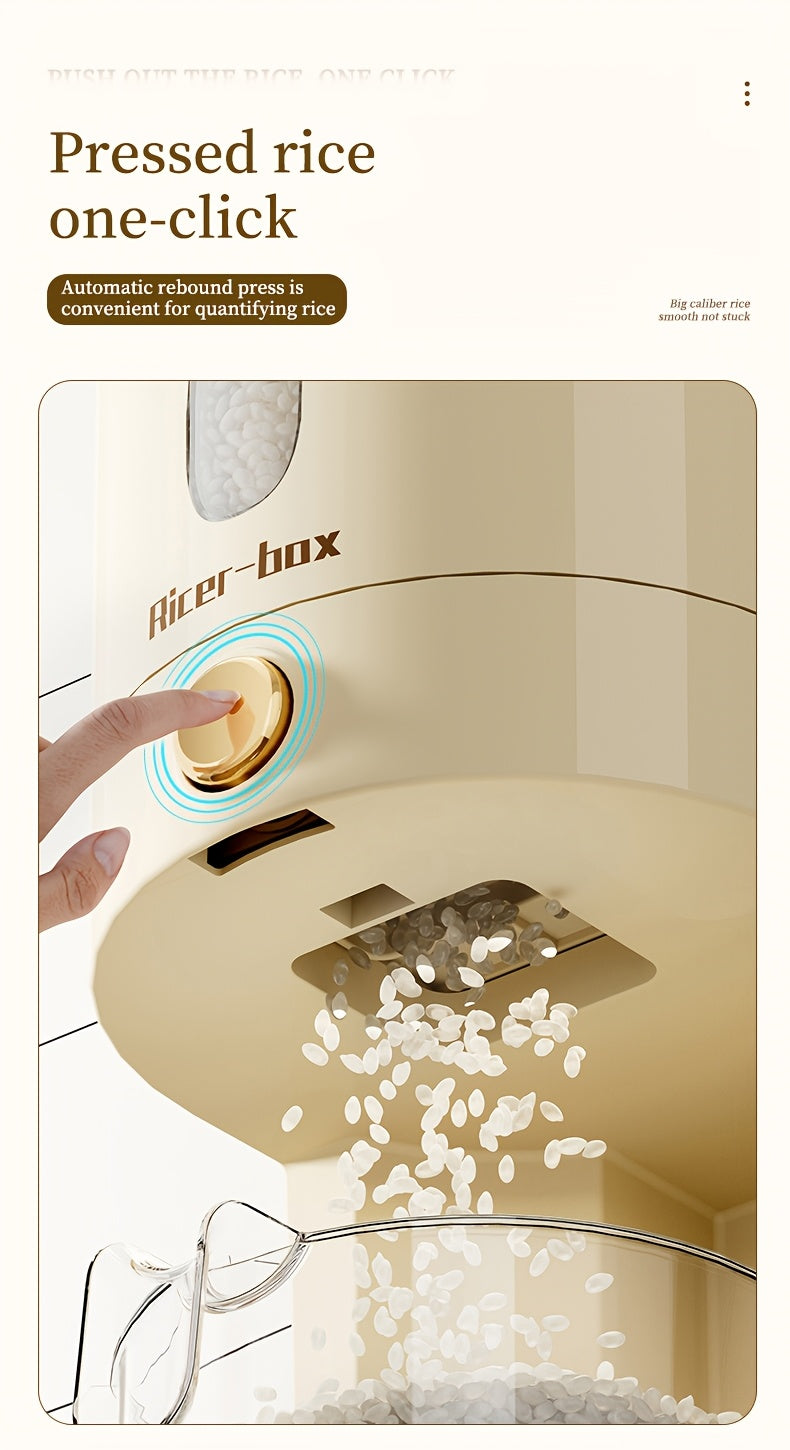 11/22 Pound Large Capacity Press Type Measuring Cup Rice Dispenser | Large Capacity Moisture-proof Sealed Rice Storage Box | Moisture-proof And Insect Proof Design for Rice, Coffee Beans, Legumes, Flour, And Pet Food | Kitchen Utensil Cabinet